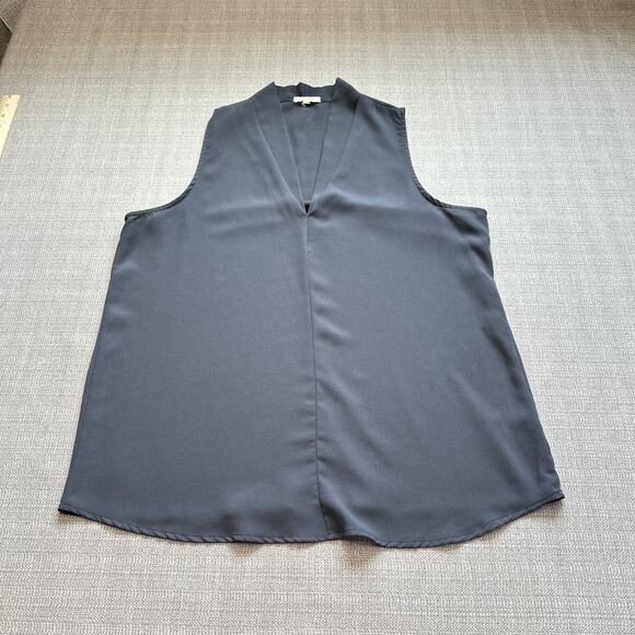 Pleione‎ Tank Top Womens Large Grey Pullover V Neck Sleeveless Minimalist Drape - Picture 1 of 7